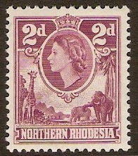 Northern Rhodesia 1953 2d Reddish purple. SG64.